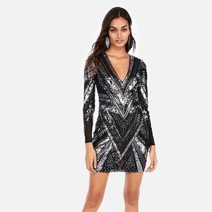 Express Silver Sequin Mesh Dress NWT